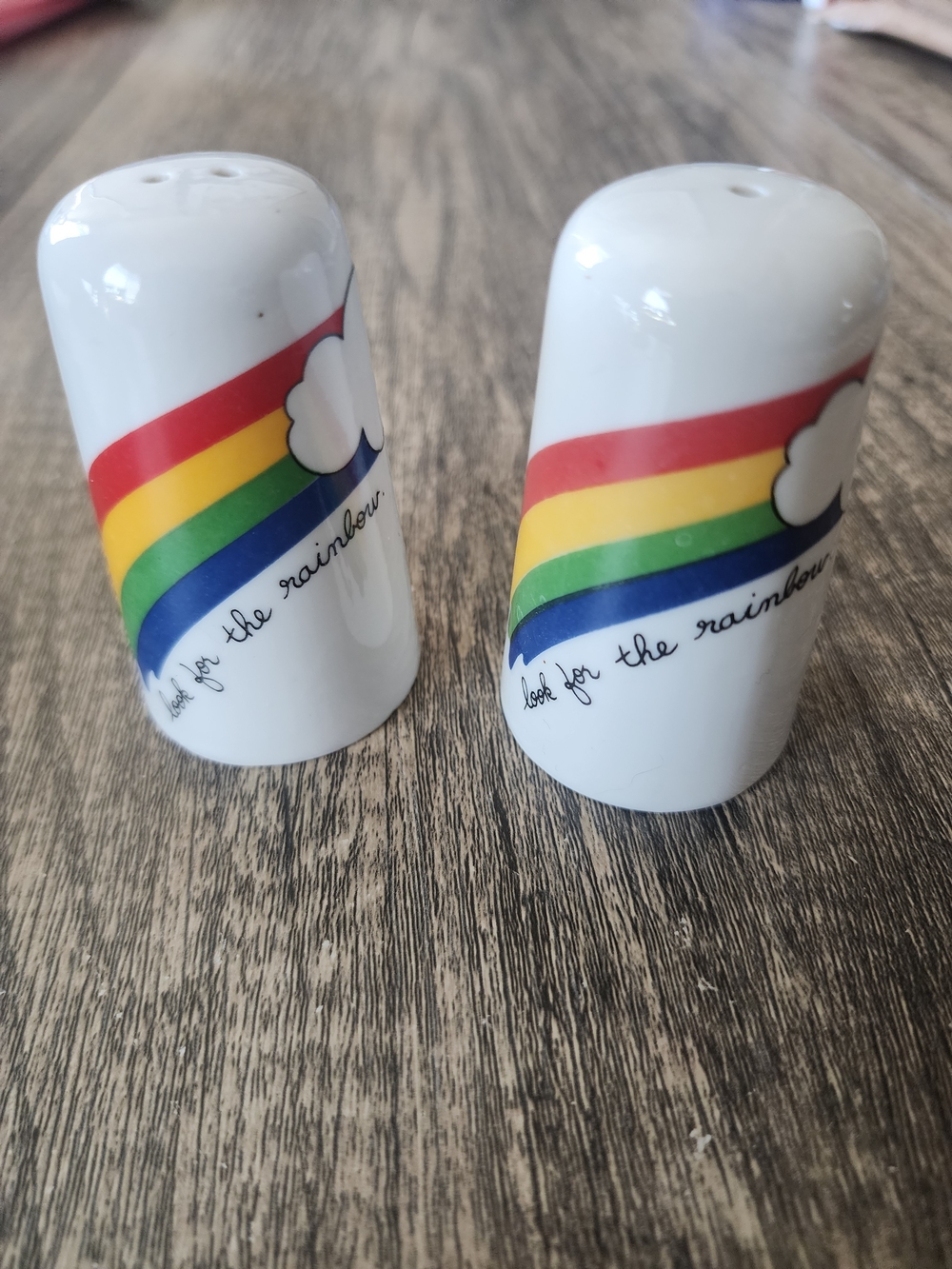 Vintage 1980s Look for the Rainbow Salt & Pepper Shakers Taiwan